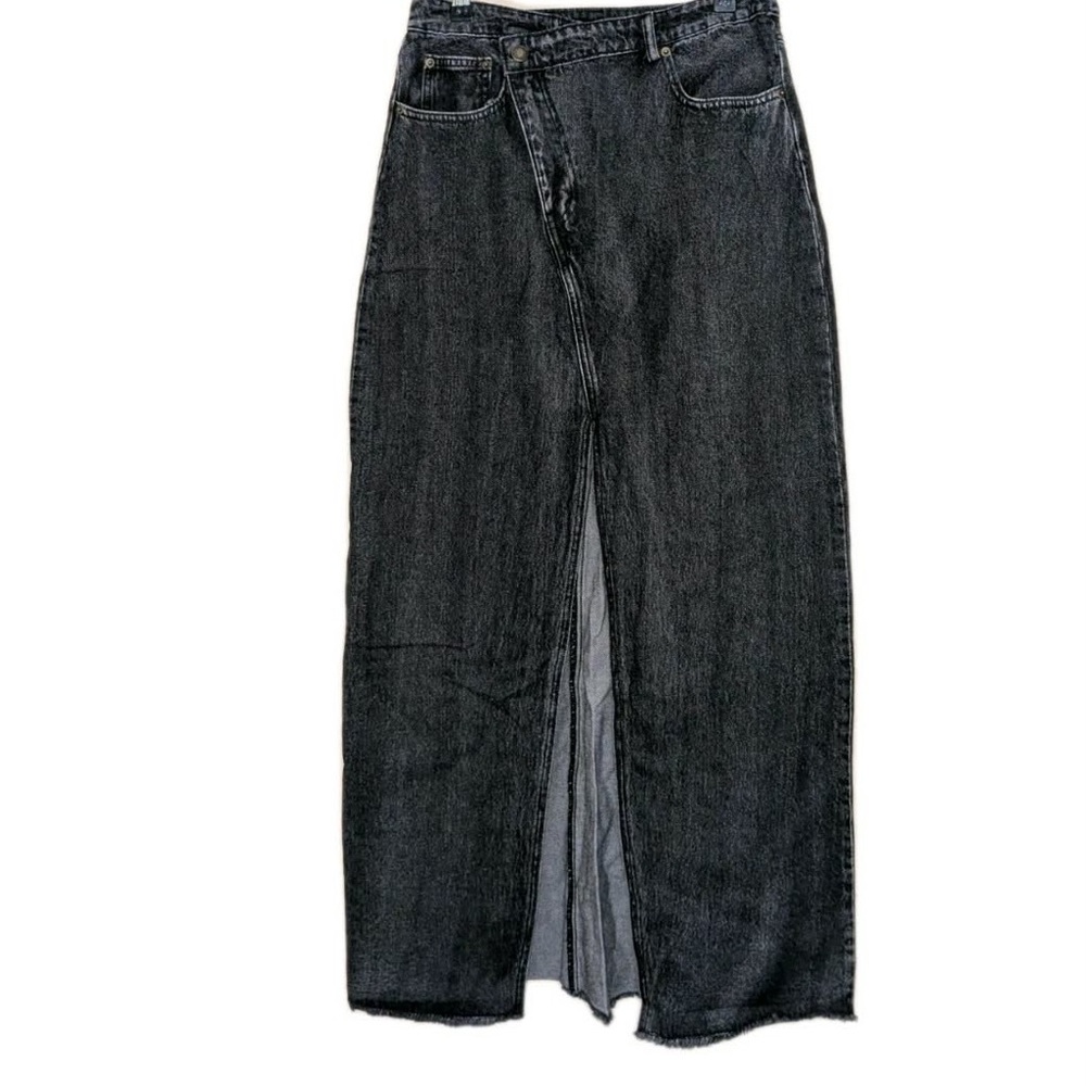 Dressed in Lala Maxi Black Denim Slit Skirt Sm Med S M Boho New Tags NWT Boho